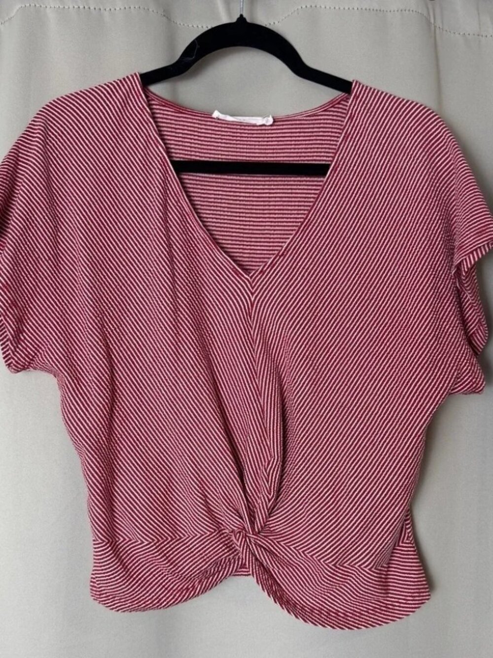Lush Red and White Striped Top